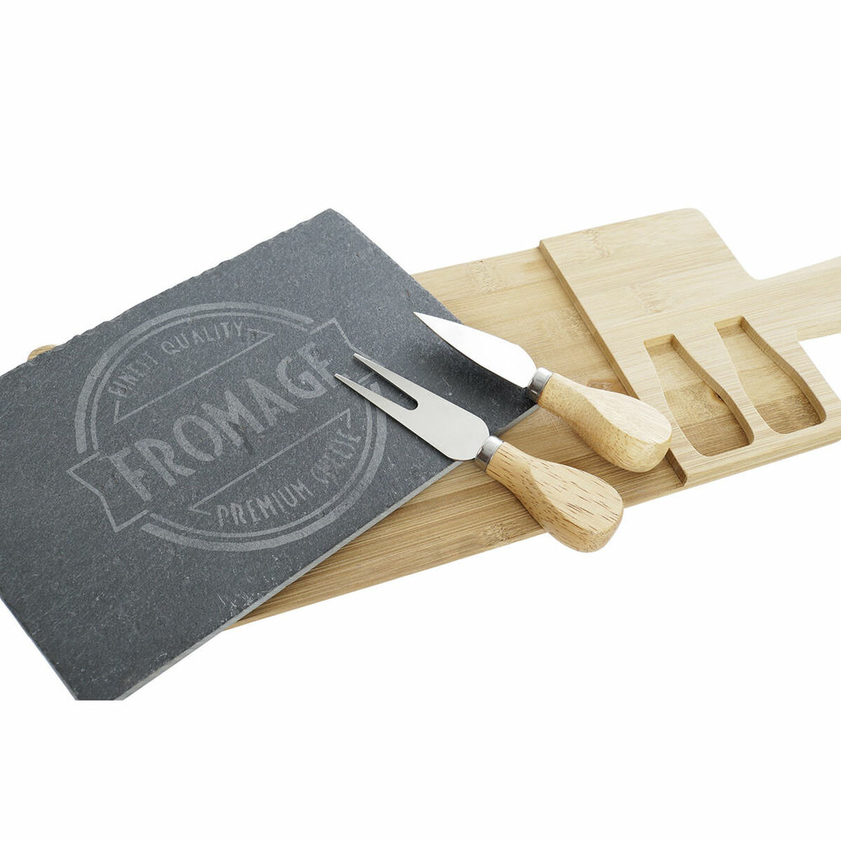 Skärbräda DKD Home Decor Svart Naturell Bambu Skiffer 40 x 14 x 2 cm - 5