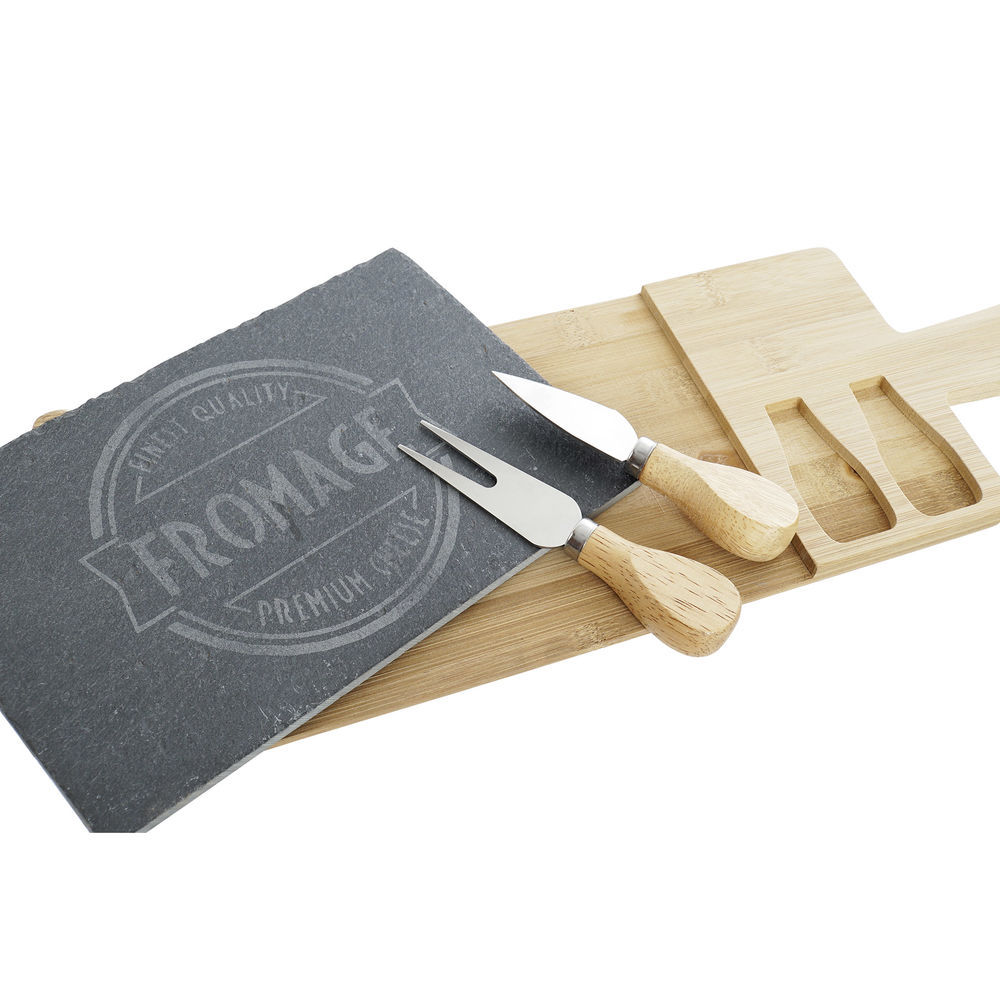Skärbräda DKD Home Decor Svart Naturell Bambu Skiffer 40 x 14 x 2 cm - 2