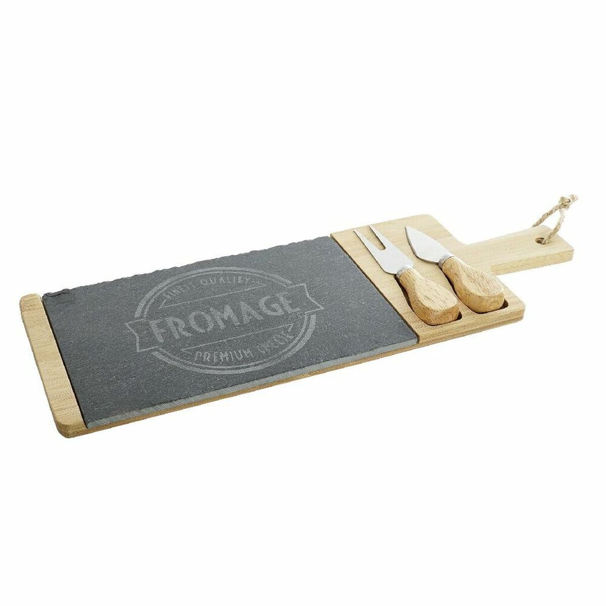 Skärbräda DKD Home Decor Svart Naturell Bambu Skiffer 40 x 14 x 2 cm - 4