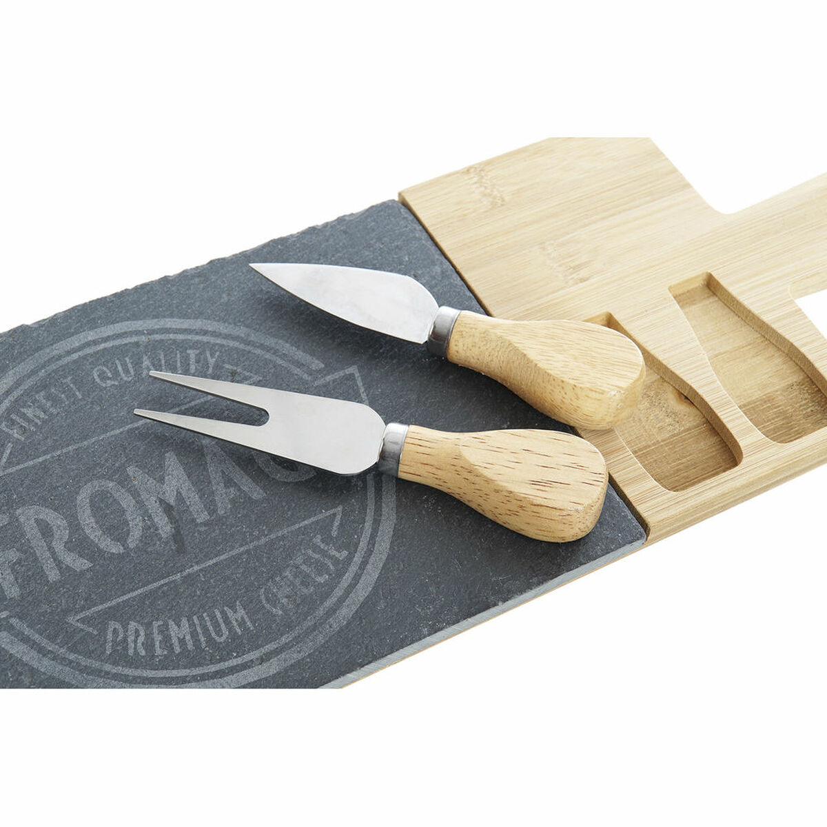 Skärbräda DKD Home Decor Svart Naturell Bambu Skiffer 40 x 14 x 2 cm - 6