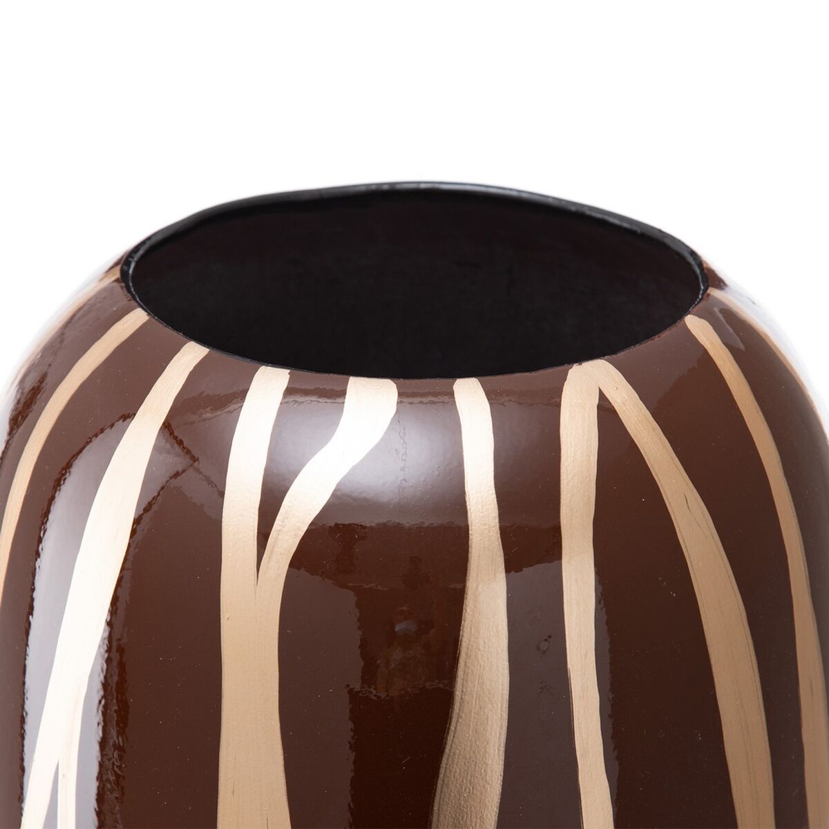 Vas 21 x 21 x 58,5 cm Zebra Keramik Gyllene Brun - 4