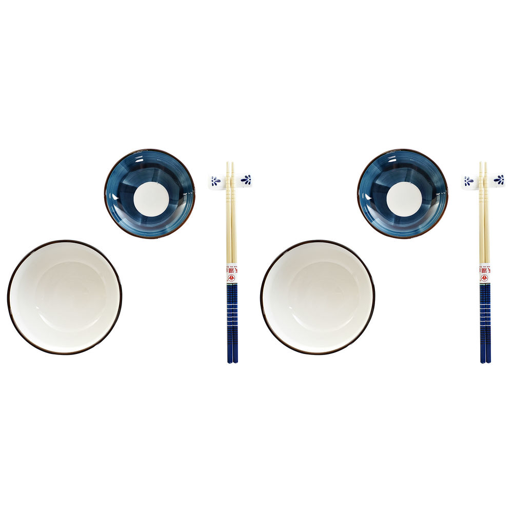 Sushiset DKD Home Decor 34 x 29,5 x 7,3 cm Porslin Blå Vit Orientalisk (34 x 29,5 x 7,3 cm)