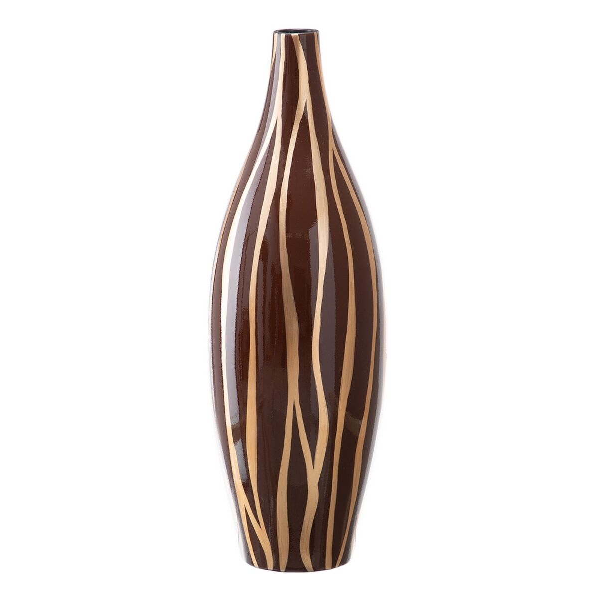 Vas 20 x 20 x 58,5 cm Zebra Keramik Gyllene Brun