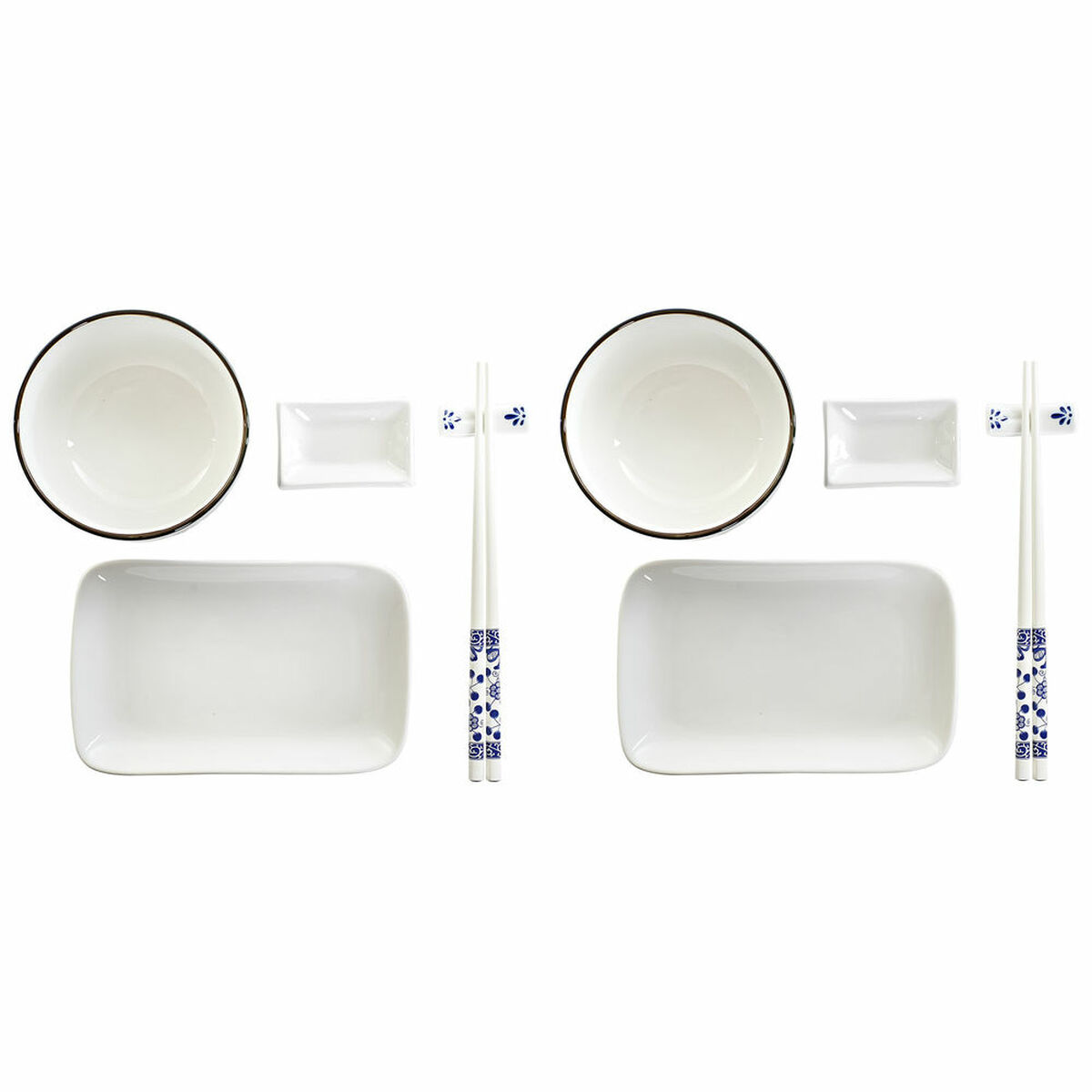 Sushiset DKD Home Decor 33,5 x 34,5 x 9 cm Porslin Vit Marinblå Orientalisk (33,5 x 34,5 x 9 cm) - 3