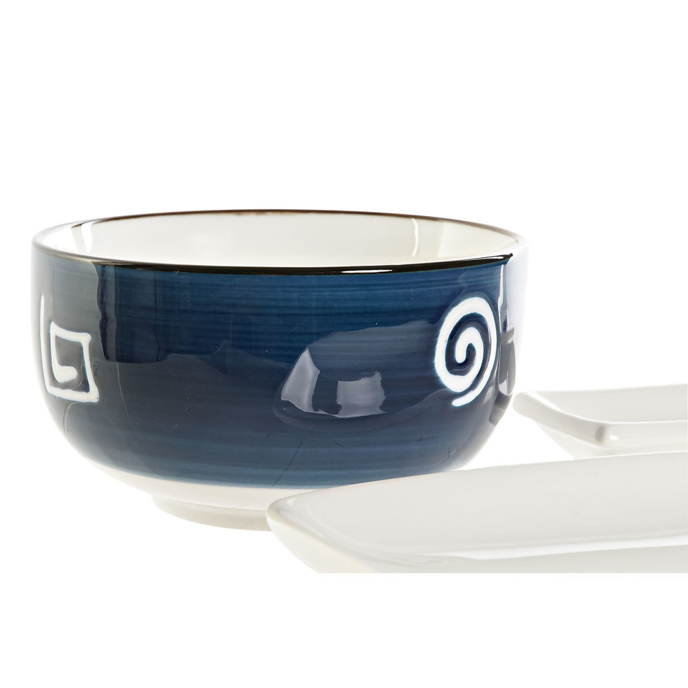 Sushiset DKD Home Decor 33,5 x 34,5 x 9 cm Porslin Vit Marinblå Orientalisk (33,5 x 34,5 x 9 cm) - 2