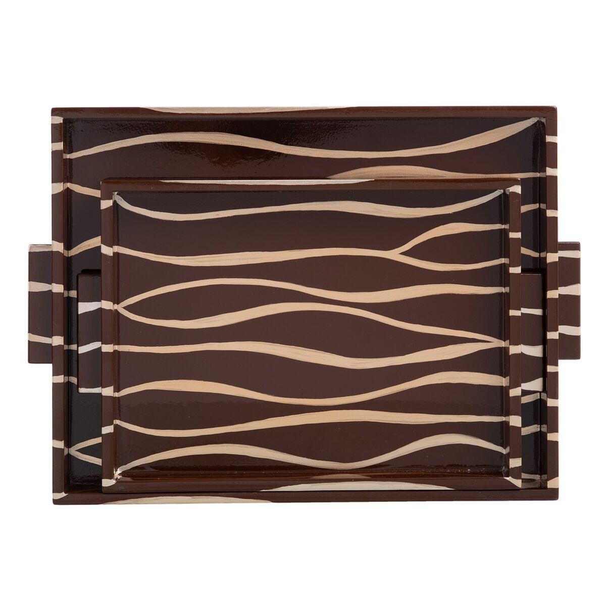 Bricka 45 x 33 x 4,5 cm Gyllene Brun DMF (2 antal) - 2