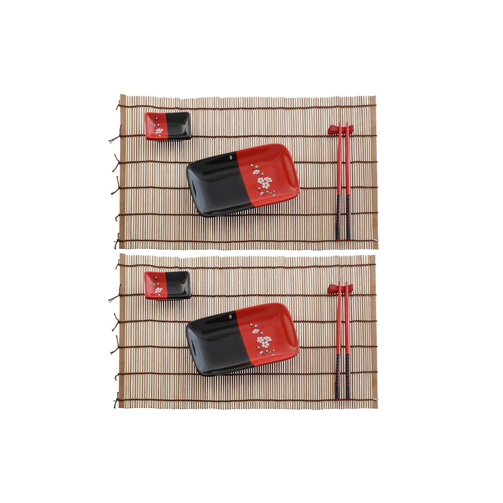 Sushiset DKD Home Decor 31 x 27 x 2,5 cm Keramik Röd Svart Orientalisk (12 antal) (31 x 27 x 2,5 cm)