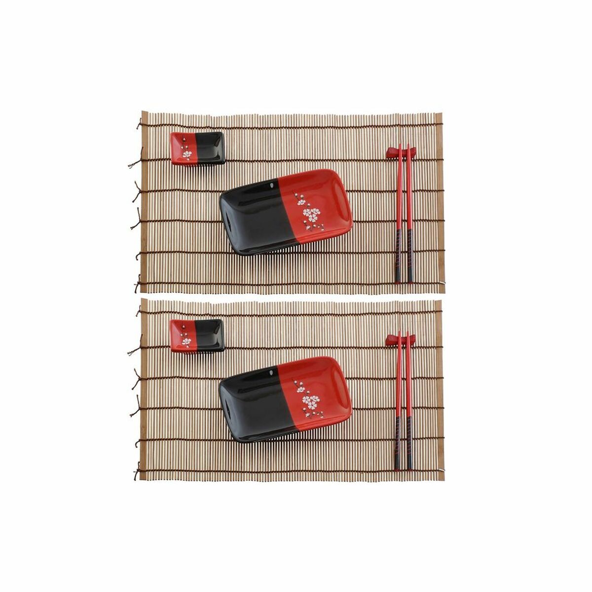 Sushiset DKD Home Decor 31 x 27 x 2,5 cm Keramik Röd Svart Orientalisk (12 antal) (31 x 27 x 2,5 cm) - 4