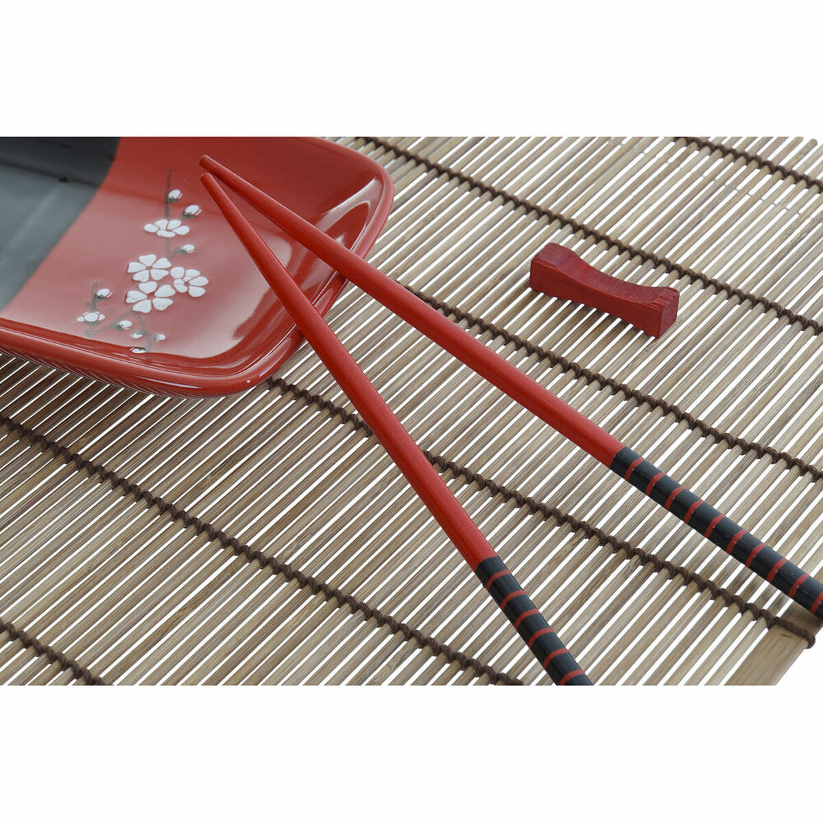 Sushiset DKD Home Decor 31 x 27 x 2,5 cm Keramik Röd Svart Orientalisk (12 antal) (31 x 27 x 2,5 cm) - 5