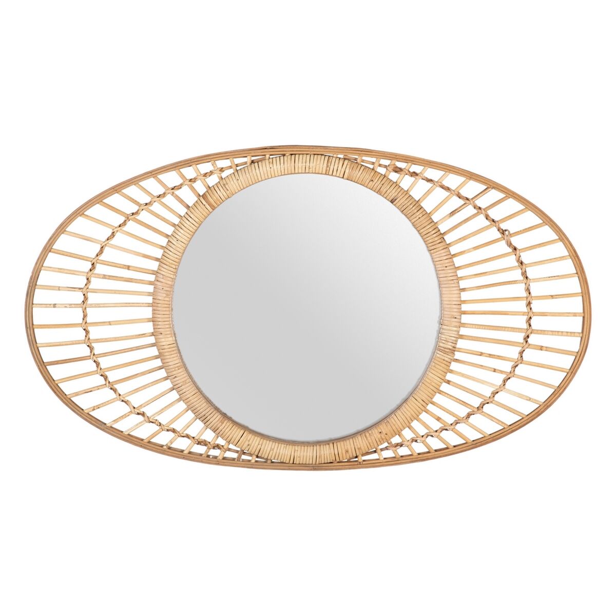 Väggspegel 82 x 3,5 x 47,5 cm Naturell Rattan