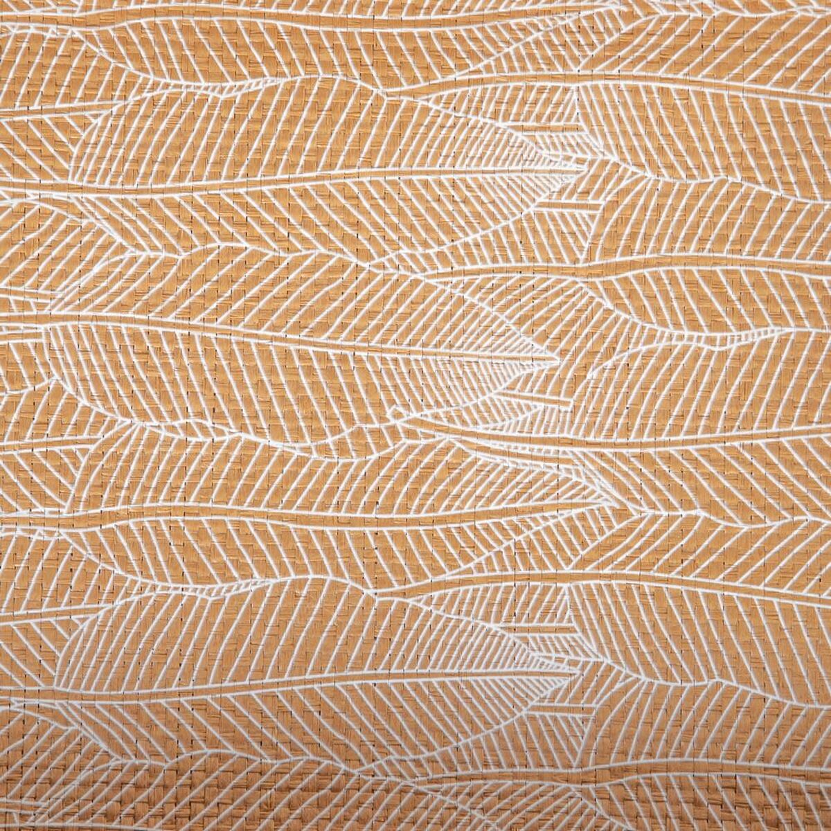 Snacksbricka 45 x 31 x 5 cm Blad Naturell Trä Rattan 3 Delar - 2