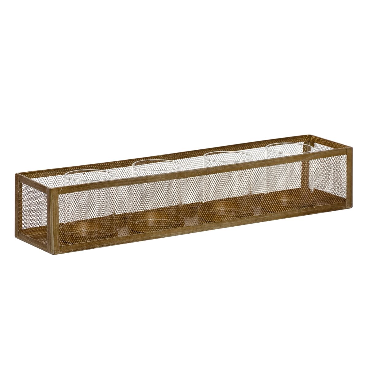 Ljusstakar 56 x 12 x 10 cm Glas Gyllene Metall