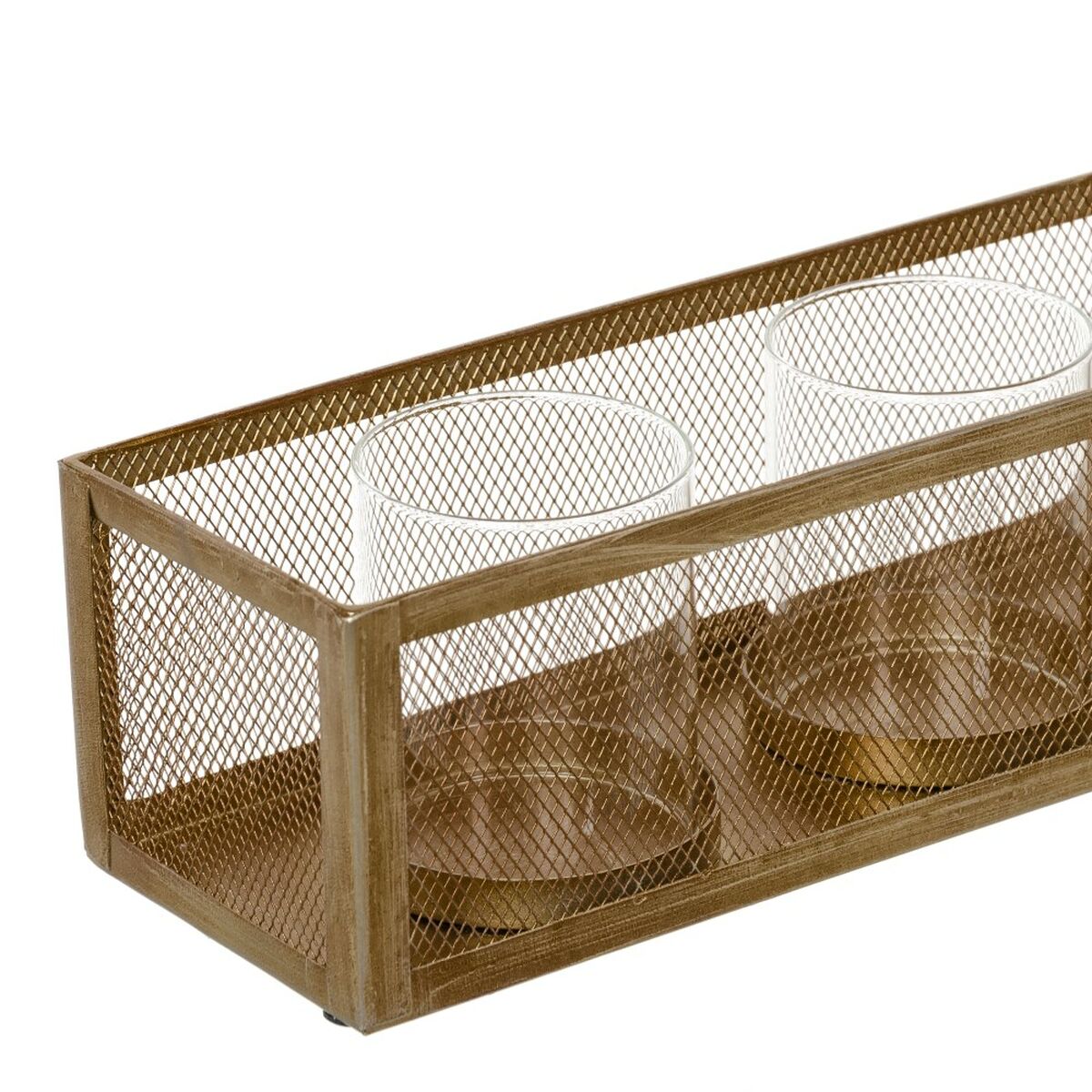 Ljusstakar 56 x 12 x 10 cm Glas Gyllene Metall - 2