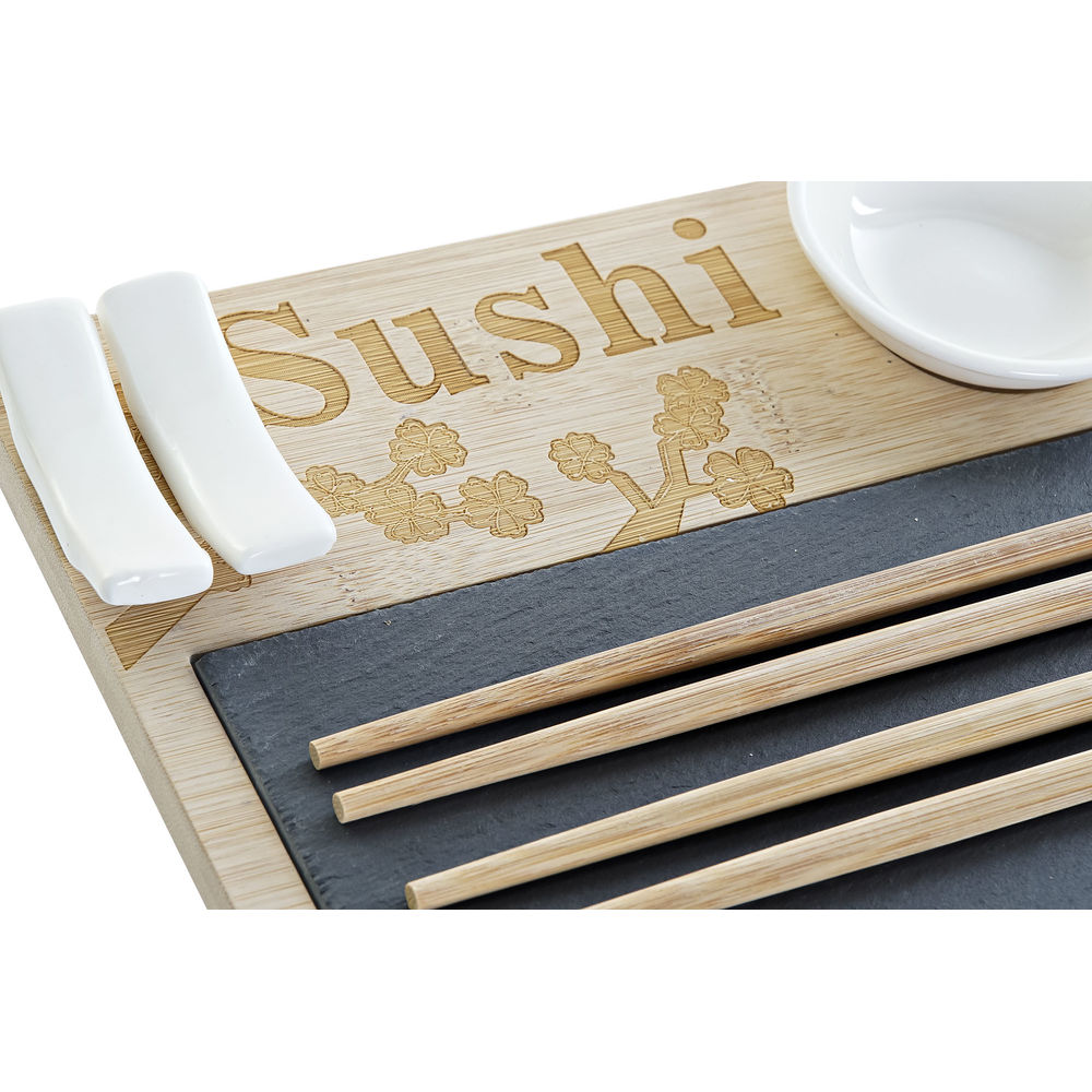 Sushiset DKD Home Decor PC-186227 Vit Svart Naturell Bambu Skiffer Modern Orientalisk 28,5 x 18,5 x 2,6 cm (9 Delar) (28,5 x 18, - 6