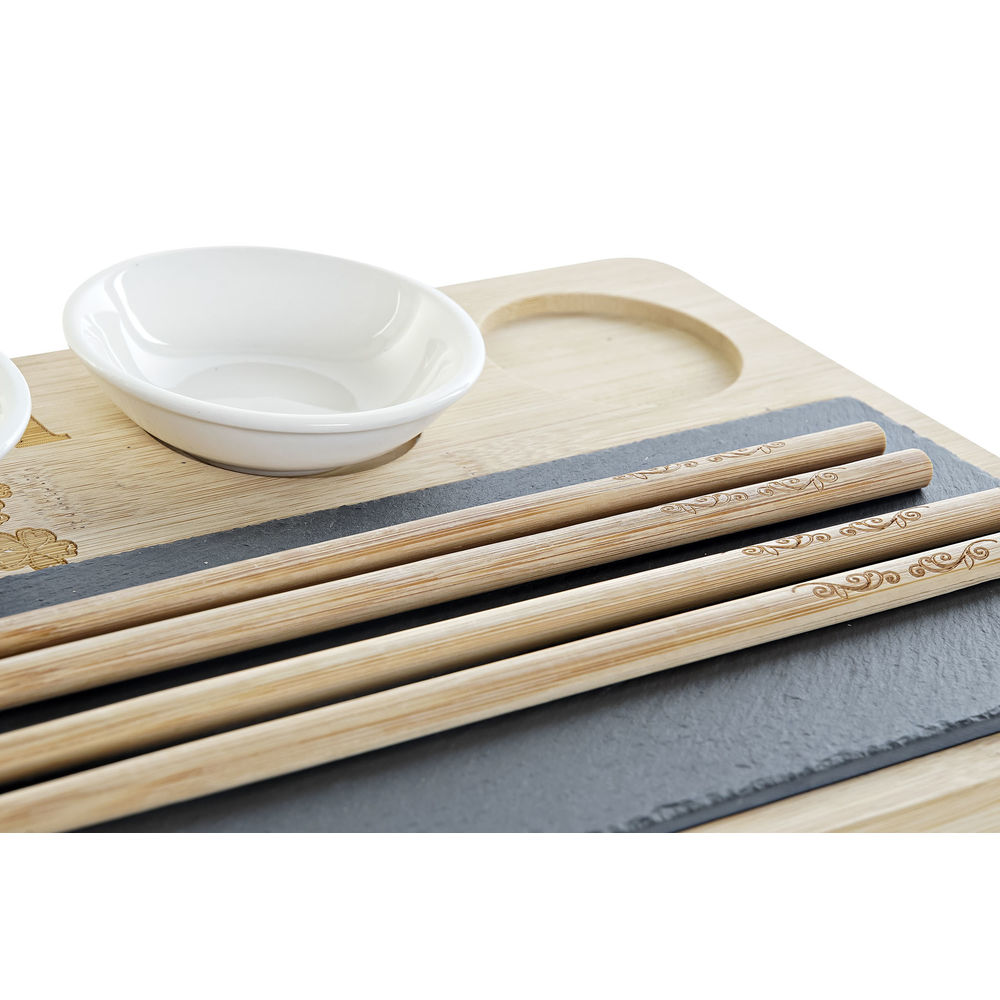 Sushiset DKD Home Decor PC-186227 Vit Svart Naturell Bambu Skiffer Modern Orientalisk 28,5 x 18,5 x 2,6 cm (9 Delar) (28,5 x 18, - 5