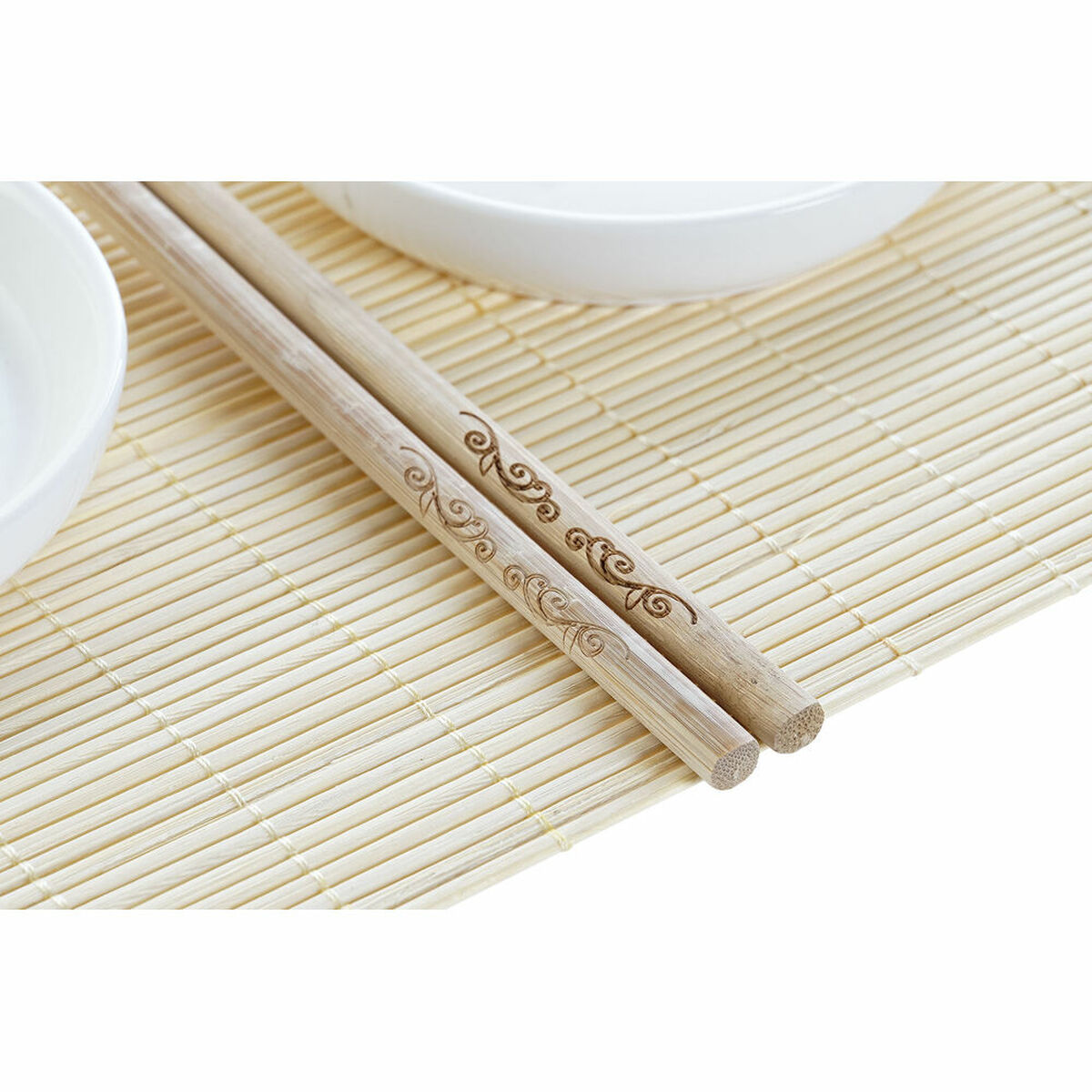Sushiset DKD Home Decor Bambu Plast Stengods Vit Naturell Orientalisk 28,8 x 19,8 x 3 cm (7 Delar) (28,8 x 19,8 x 3 cm) - 6