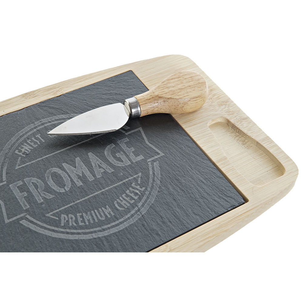 Skärbräda DKD Home Decor Svart Naturell Metall Bambu Plast Skiffer Rektangulär 28 x 17 x 2,3 cm - 2