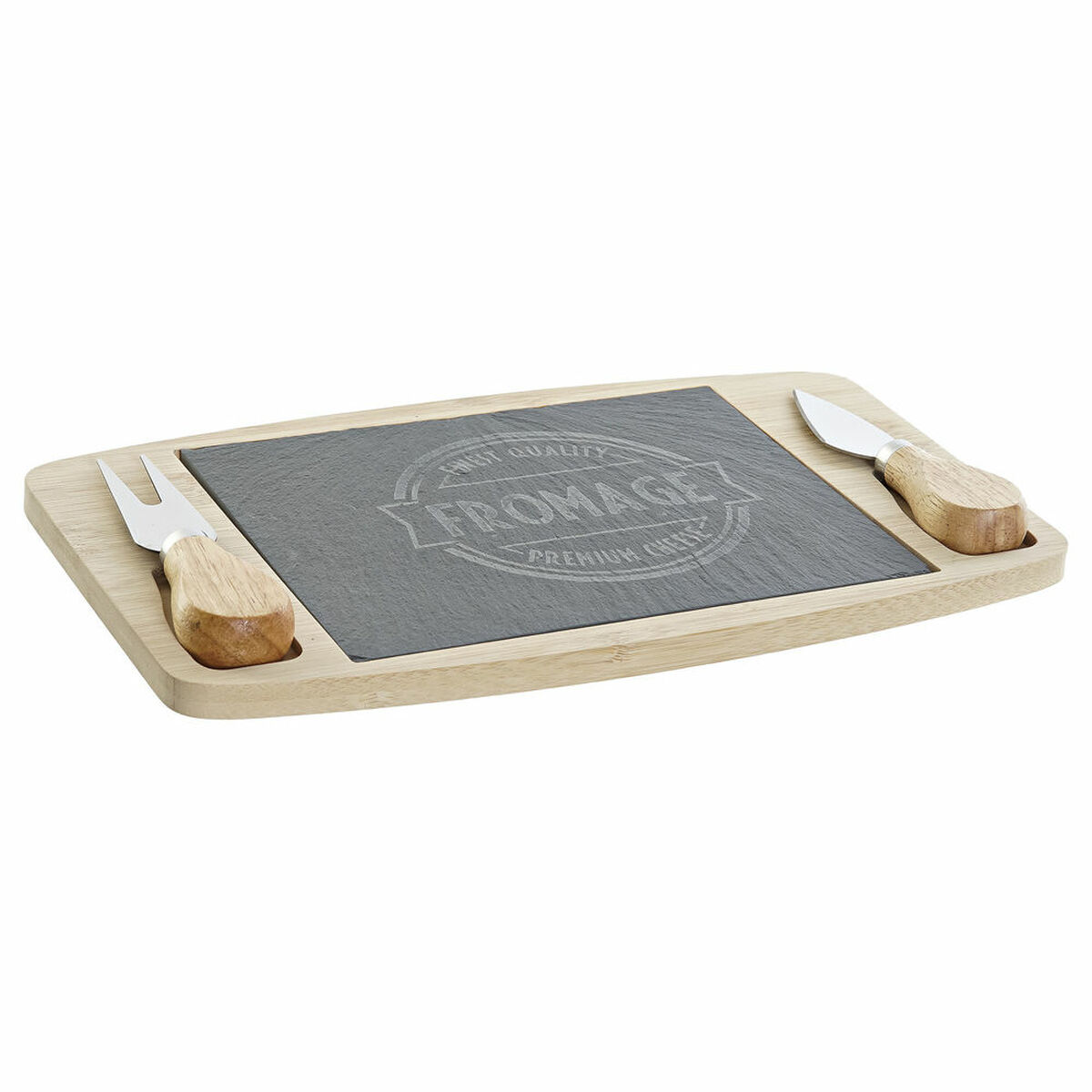 Skärbräda DKD Home Decor Svart Naturell Metall Bambu Plast Skiffer Rektangulär 28 x 17 x 2,3 cm - 4