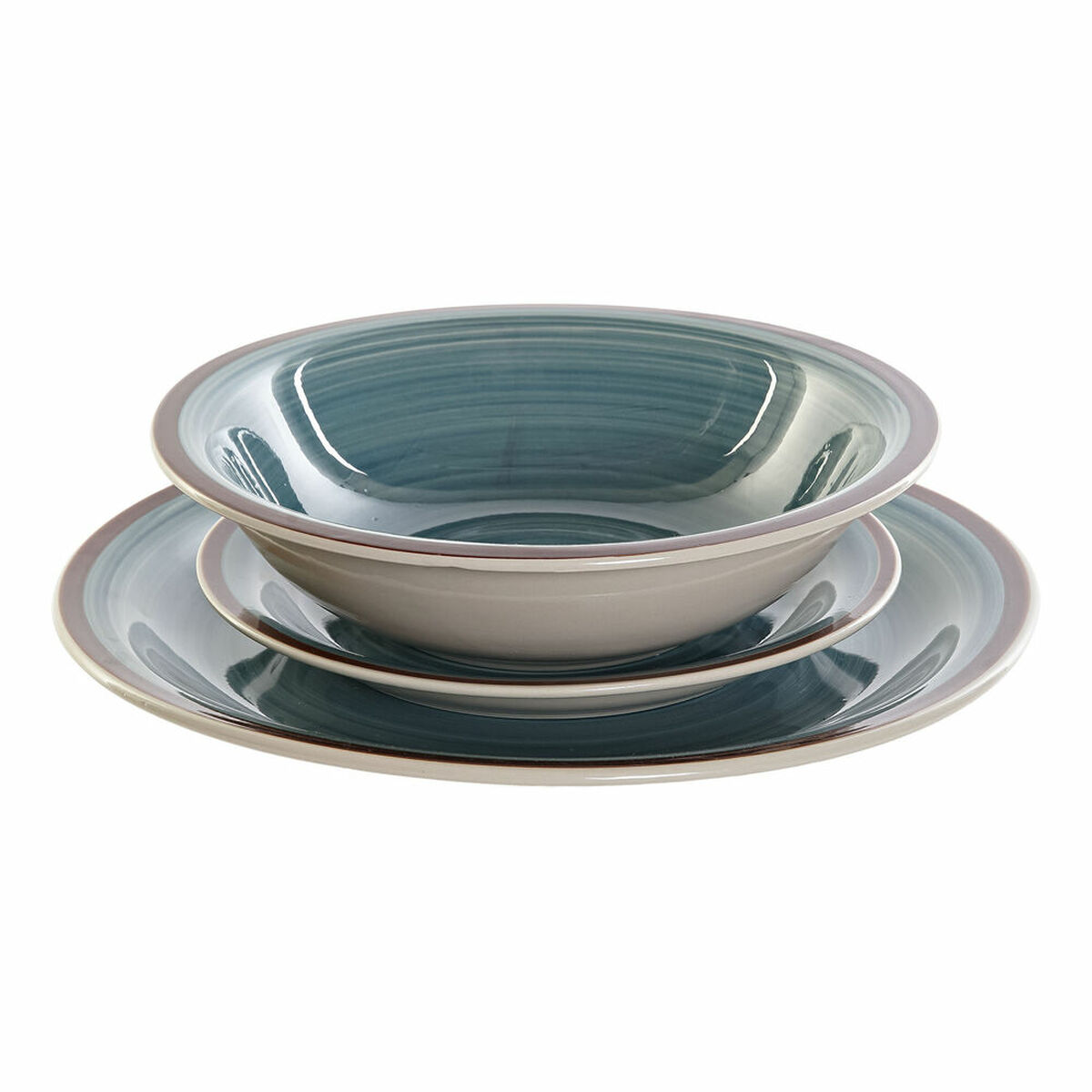 Matservis DKD Home Decor Blå Plast Stengods 18 Delar 26,5 x 26,5 x 3 cm - 5
