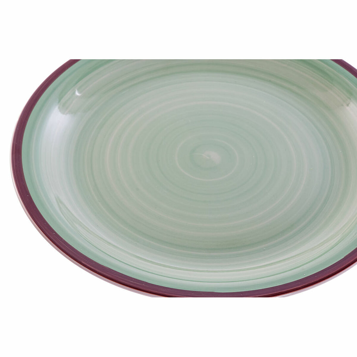 Matservis DKD Home Decor 26,5 x 26,5 x 3 cm Grön Plast Stengods 18 Delar - 6