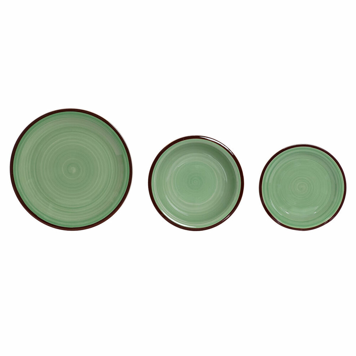 Matservis DKD Home Decor 26,5 x 26,5 x 3 cm Grön Plast Stengods 18 Delar - 4