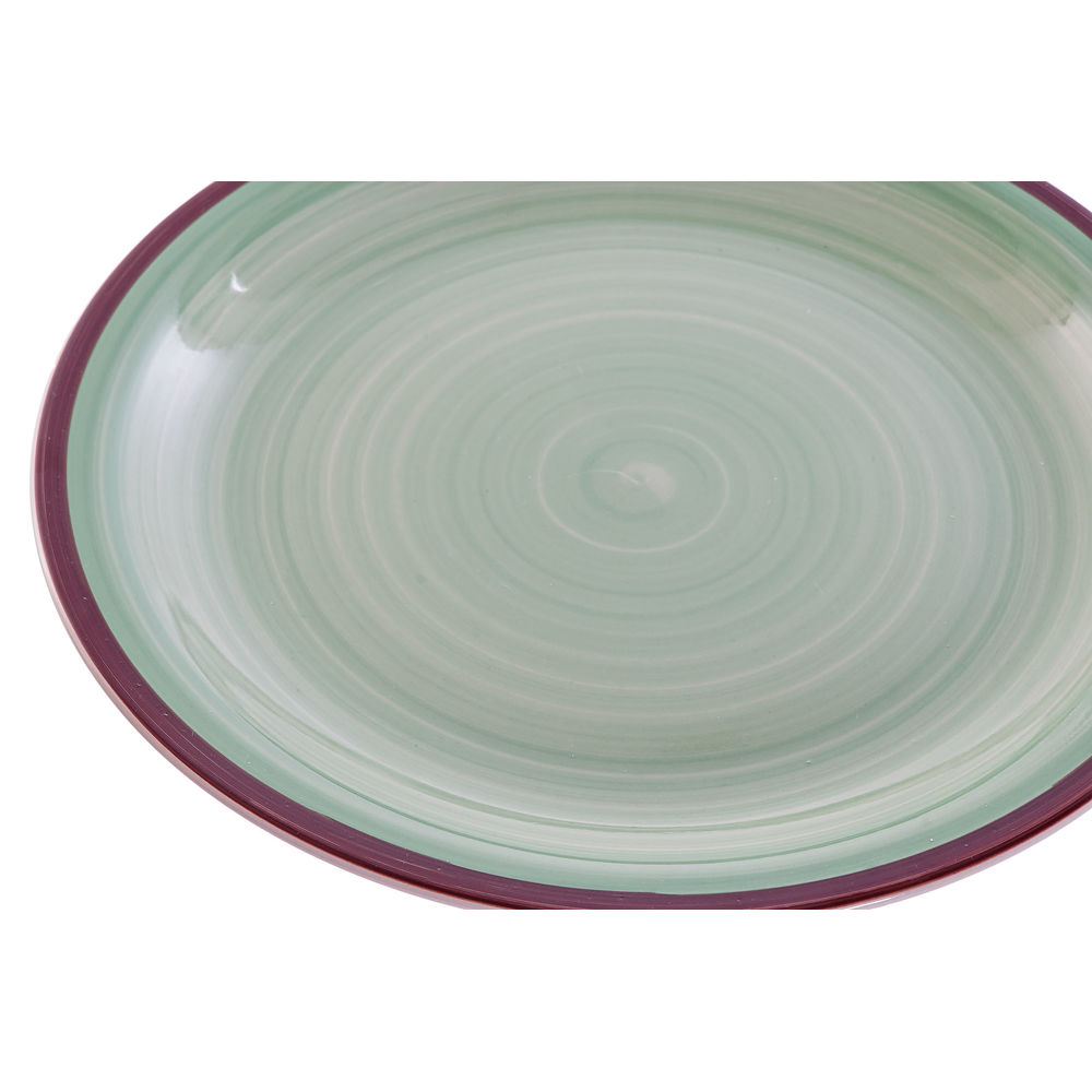 Matservis DKD Home Decor 26,5 x 26,5 x 3 cm Grön Plast Stengods 18 Delar - 3