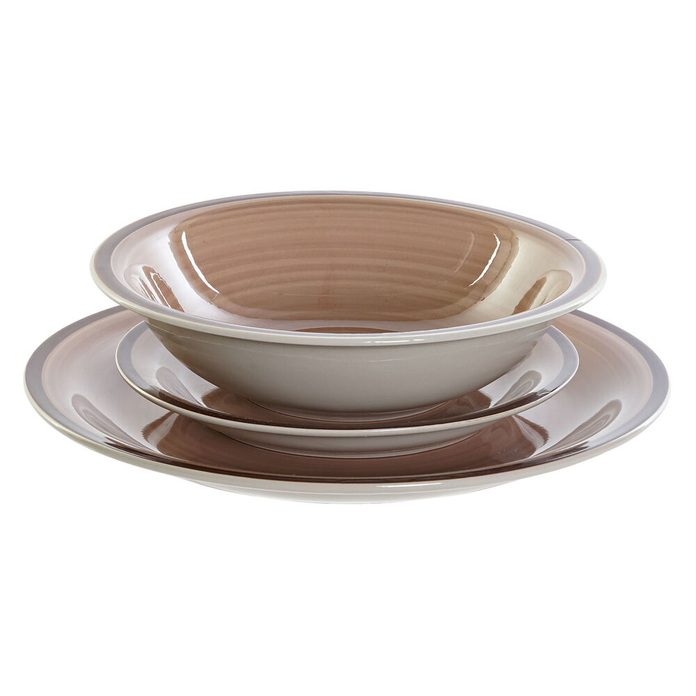 Matservis DKD Home Decor S3025792 Stengods (26,5 x 26,5 x 3 cm) (21 x 21 x 5,5 cm) (26.5 x 26.5 x 3 cm) (19 x 19 x 3 cm) (18 pcs - 2