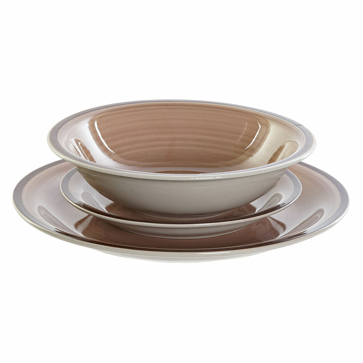 Matservis DKD Home Decor S3025792 Stengods (26,5 x 26,5 x 3 cm) (21 x 21 x 5,5 cm) (26.5 x 26.5 x 3 cm) (19 x 19 x 3 cm) (18 pcs - 5