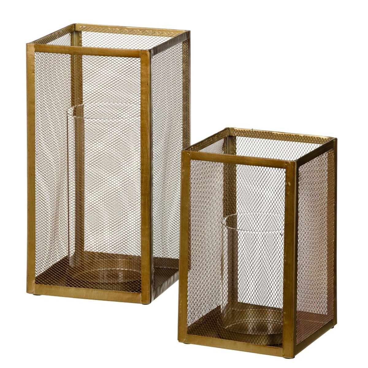 Ljusstakar 16 x 16 x 25,5 cm Glas Gyllene Metall - 2