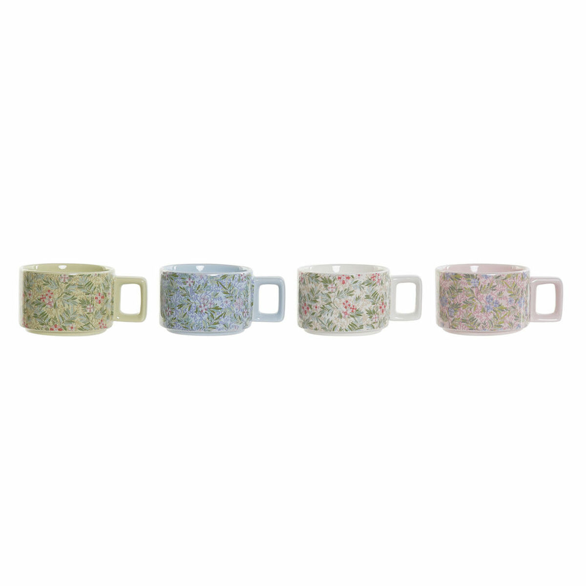 Set med kaffekoppar DKD Home Decor Blå Grön Rosa Metall Dolomite 260 ml (4 Delar) - 4