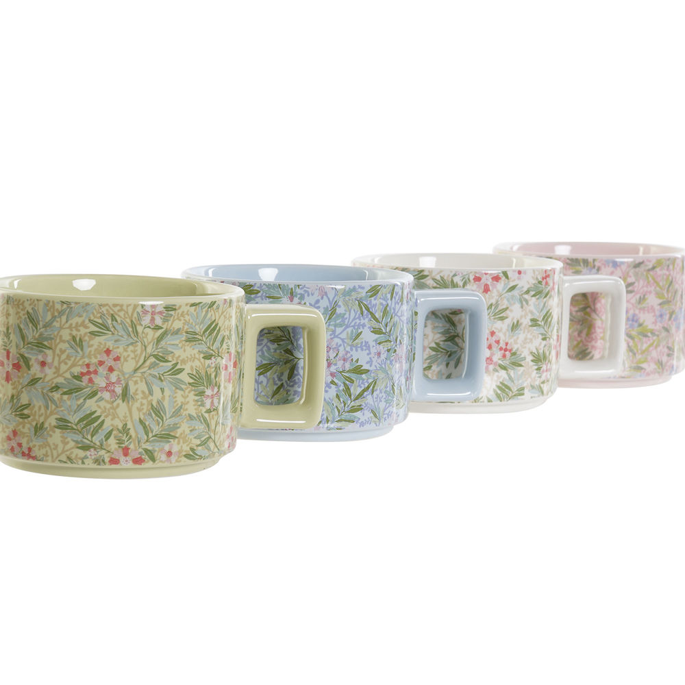 Set med kaffekoppar DKD Home Decor Blå Grön Rosa Metall Dolomite 260 ml (4 Delar) - 3