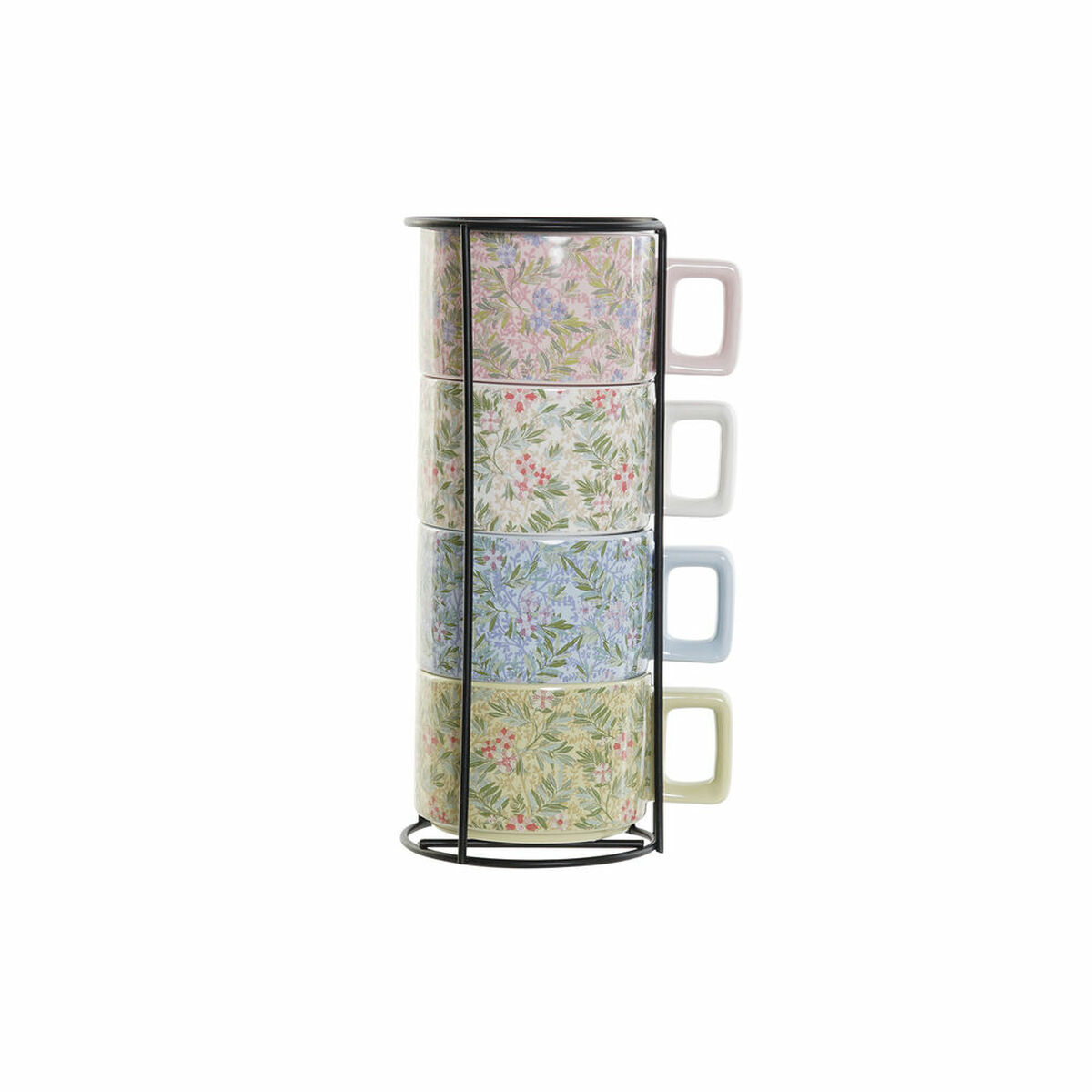 Set med kaffekoppar DKD Home Decor Blå Grön Rosa Metall Dolomite 260 ml (4 Delar) - 5