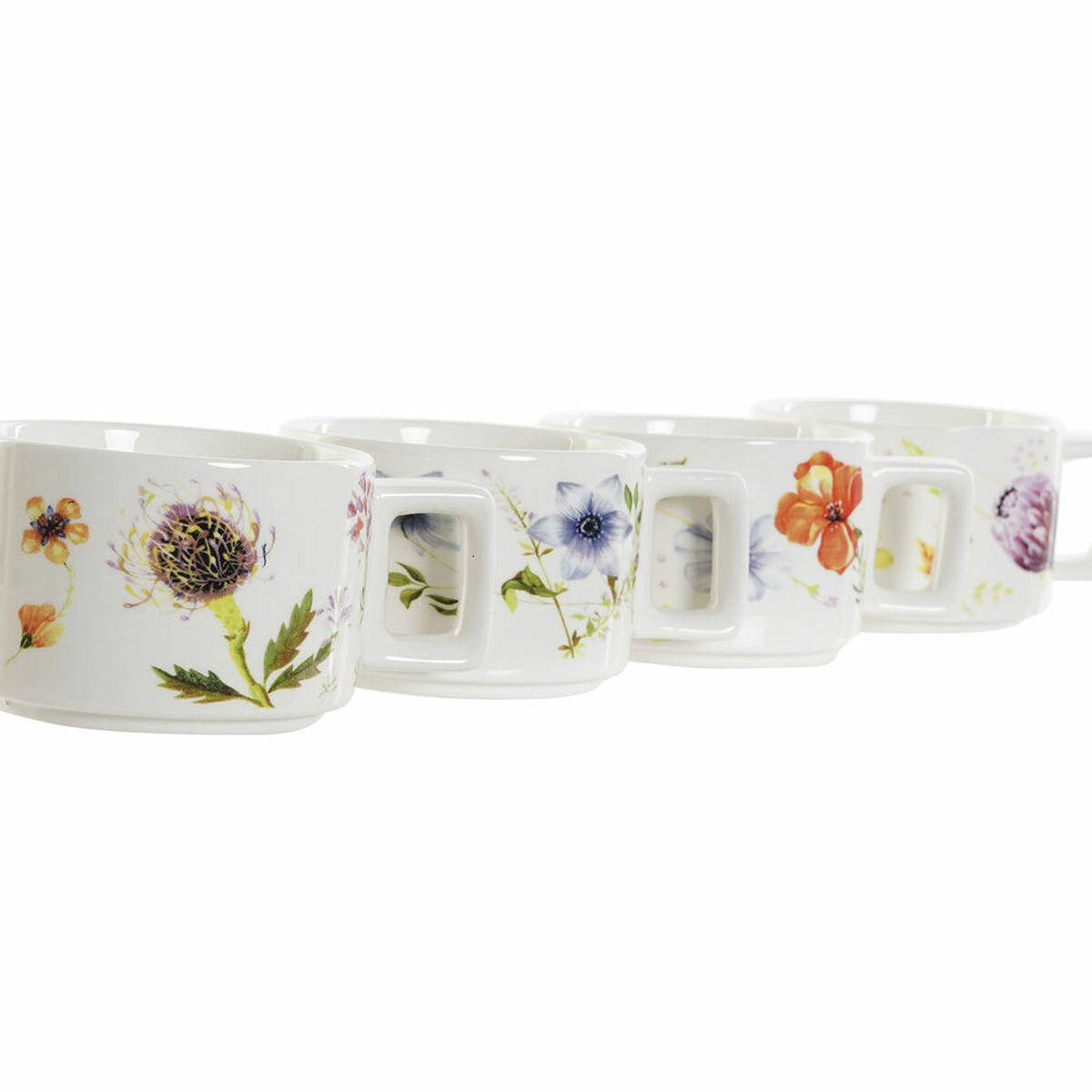 Set med kaffekoppar DKD Home Decor Multicolour Metall Dolomite 260 ml (4 Delar) - 4