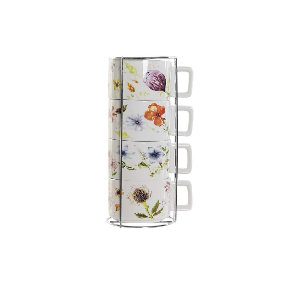 Set med kaffekoppar DKD Home Decor Multicolour Metall Dolomite 260 ml (4 Delar)