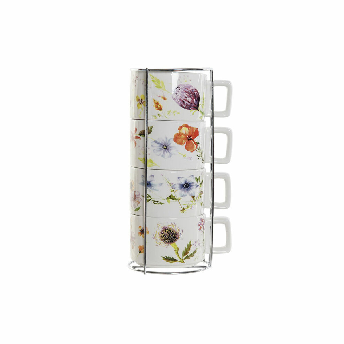 Set med kaffekoppar DKD Home Decor Multicolour Metall Dolomite 260 ml (4 Delar) - 3
