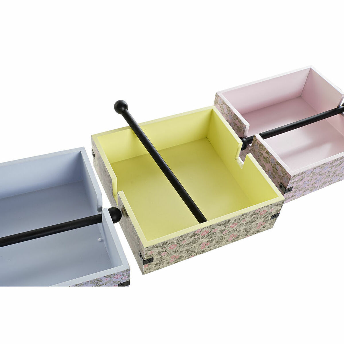 Servetthållare DKD Home Decor Blå Grön Rosa Metall Trä MDF 3 Delar 22 x 18 x 6 cm - 6