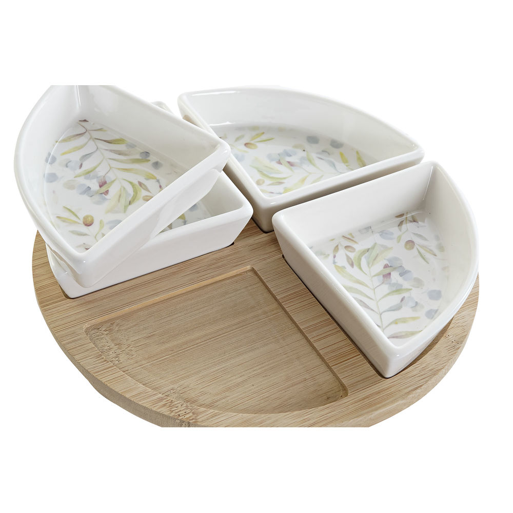 Tilltuggsset DKD Home Decor Multicolour Naturell Bambu Plast Stengods Cottage 21,5 x 21,5 x 1 cm - 2