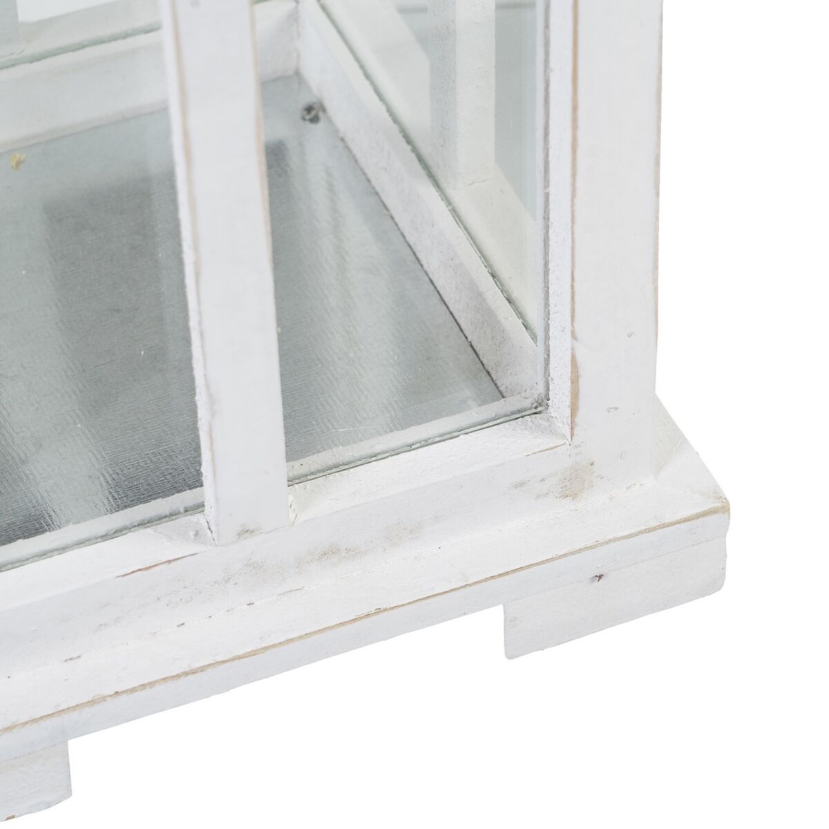 Lykta Ljusstakar Vit Glas Granträ 28 x 28 x 70 cm (2 antal) - 2