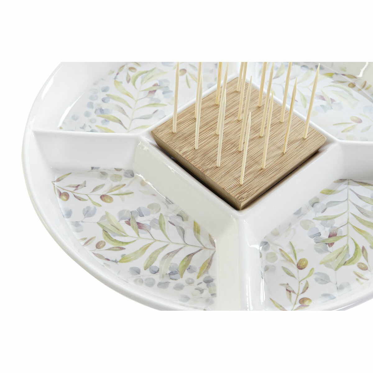 Snacksbricka DKD Home Decor Multicolour Naturell Bambu Plast Stengods Cottage 23,5 x 23,5 x 7 cm - 4