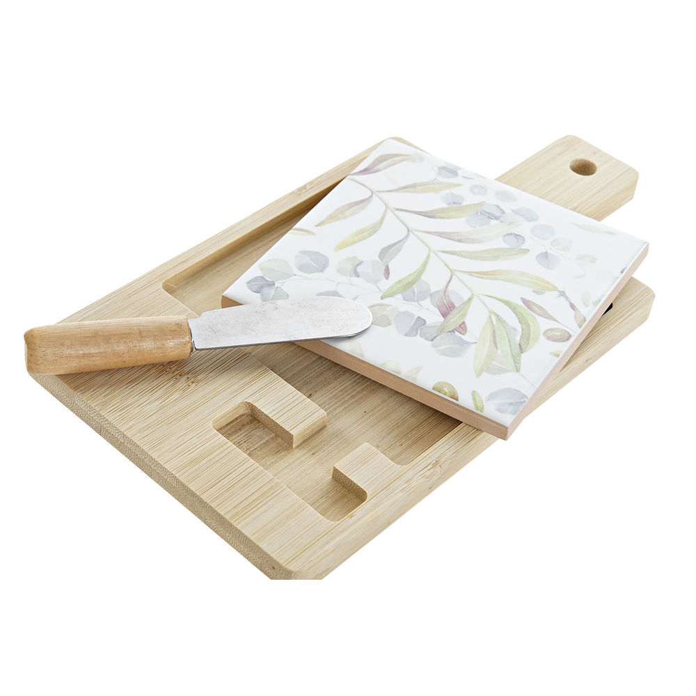 Tilltuggsset DKD Home Decor Multicolour Naturell Bambu Plast Stengods 21,5 x 11,8 x 1,5 cm - 2
