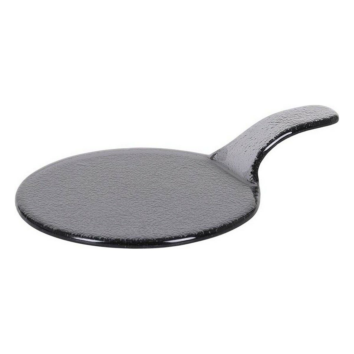 Platt skål Inde Svart Med handtag Glas