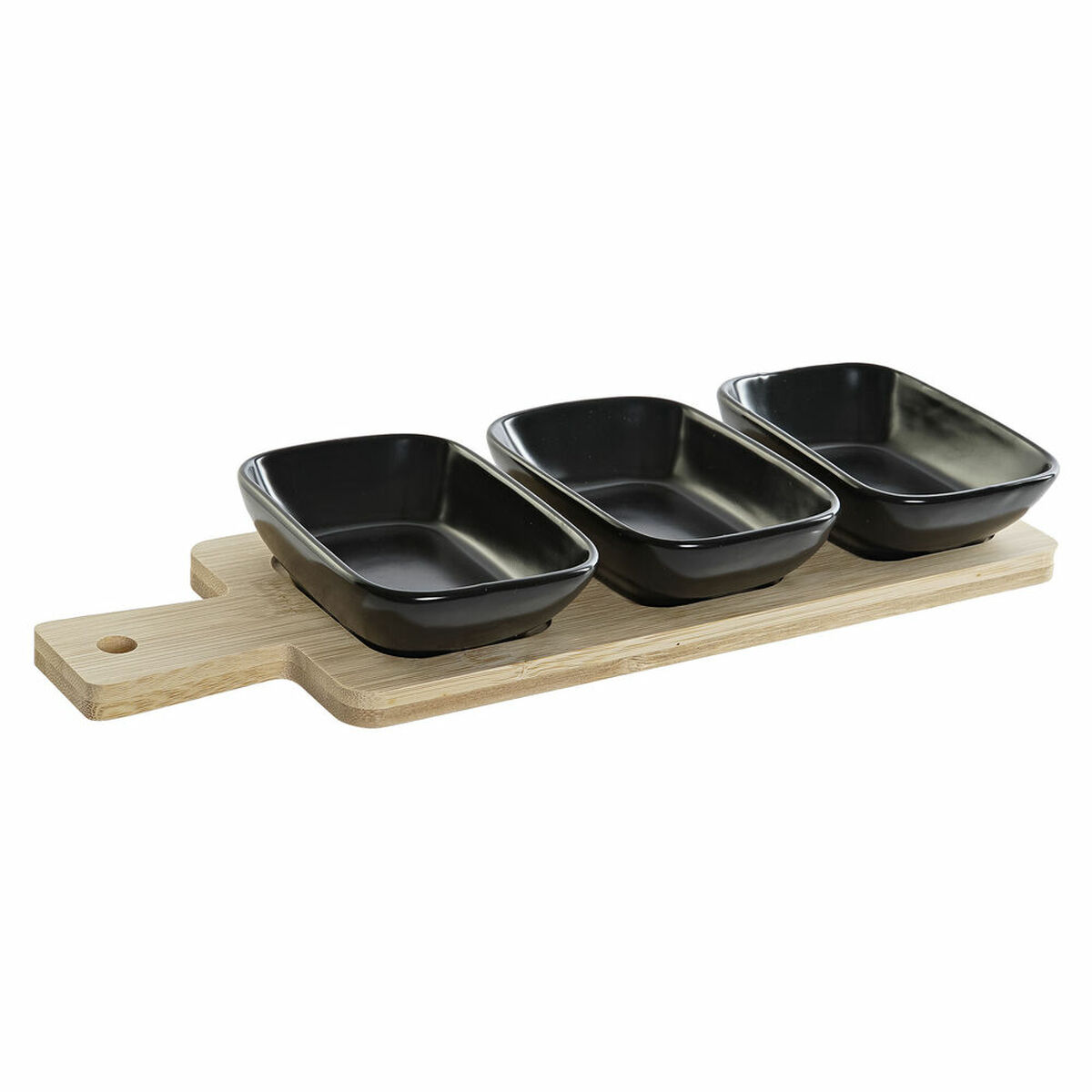 Tilltuggsset DKD Home Decor Svart Naturell Bambu Plast Stengods Cottage 4 Delar 28 x 10 x 1 cm (4 pcs) - 3