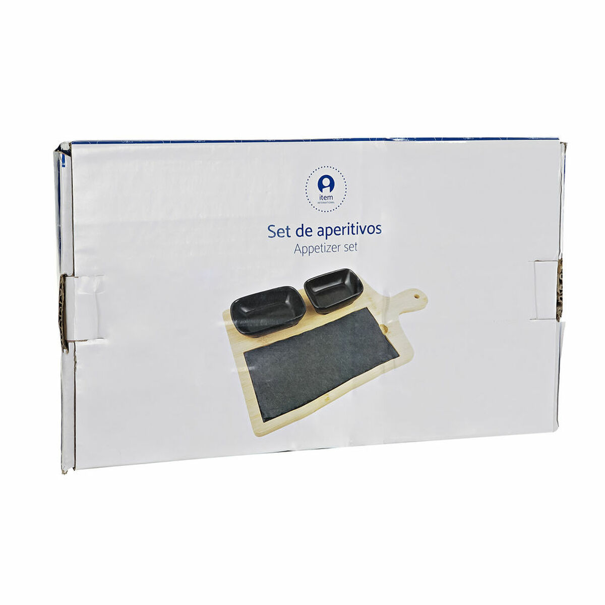 Tilltuggsset DKD Home Decor Svart Naturell Bambu Plast Stengods Skiffer 33 x 19,7 x 3,5 cm (4 pcs) - 7