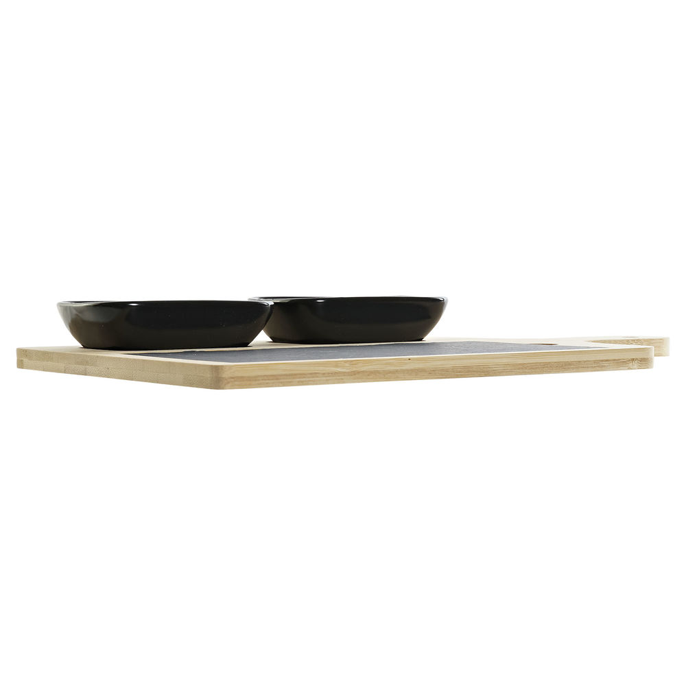 Tilltuggsset DKD Home Decor Svart Naturell Bambu Plast Stengods Skiffer 33 x 19,7 x 3,5 cm (4 pcs) - 4