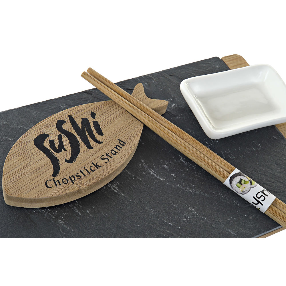 Sushiset DKD Home Decor Svart Naturell Keramik Bambu Plast Skiffer Orientalisk 30 x 15 x 4 cm (9 Delar) - 3