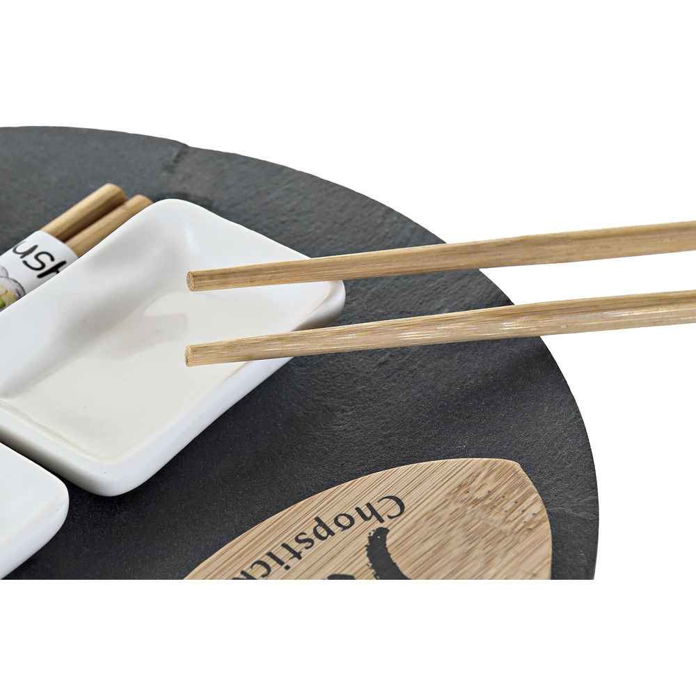 Sushiset DKD Home Decor Svart Naturell Keramik Bambu Plast Skiffer Orientalisk 33 x 33 x 5 cm (9 Delar) - 2
