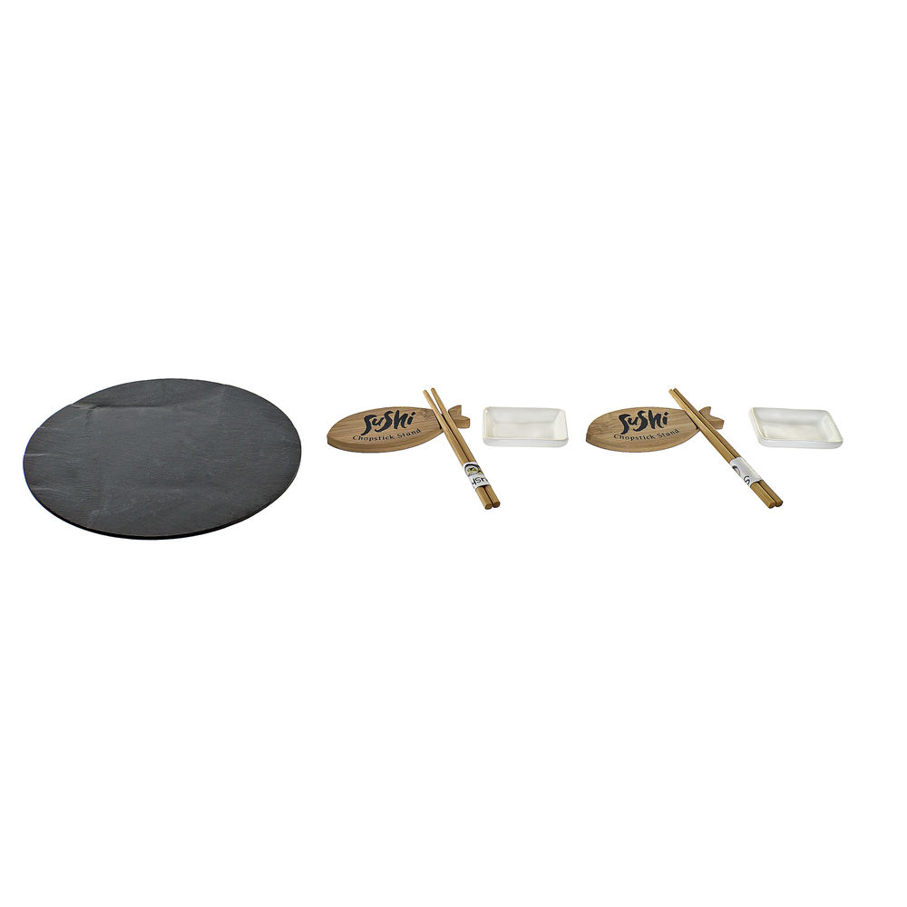 Sushiset DKD Home Decor Svart Naturell Keramik Bambu Plast Skiffer Orientalisk 33 x 33 x 5 cm (9 Delar) - 3