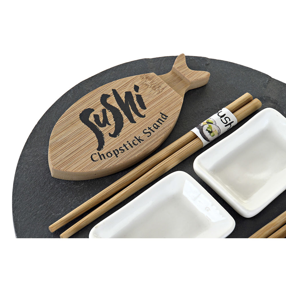 Sushiset DKD Home Decor Svart Naturell Keramik Bambu Plast Skiffer Orientalisk 33 x 33 x 5 cm (9 Delar) - 4