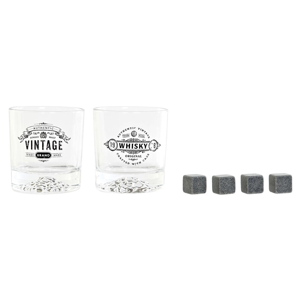 Glasset DKD Home Decor Transparent Mörkgrå Glas Sten Plast 6 Delar 320 ml - 2