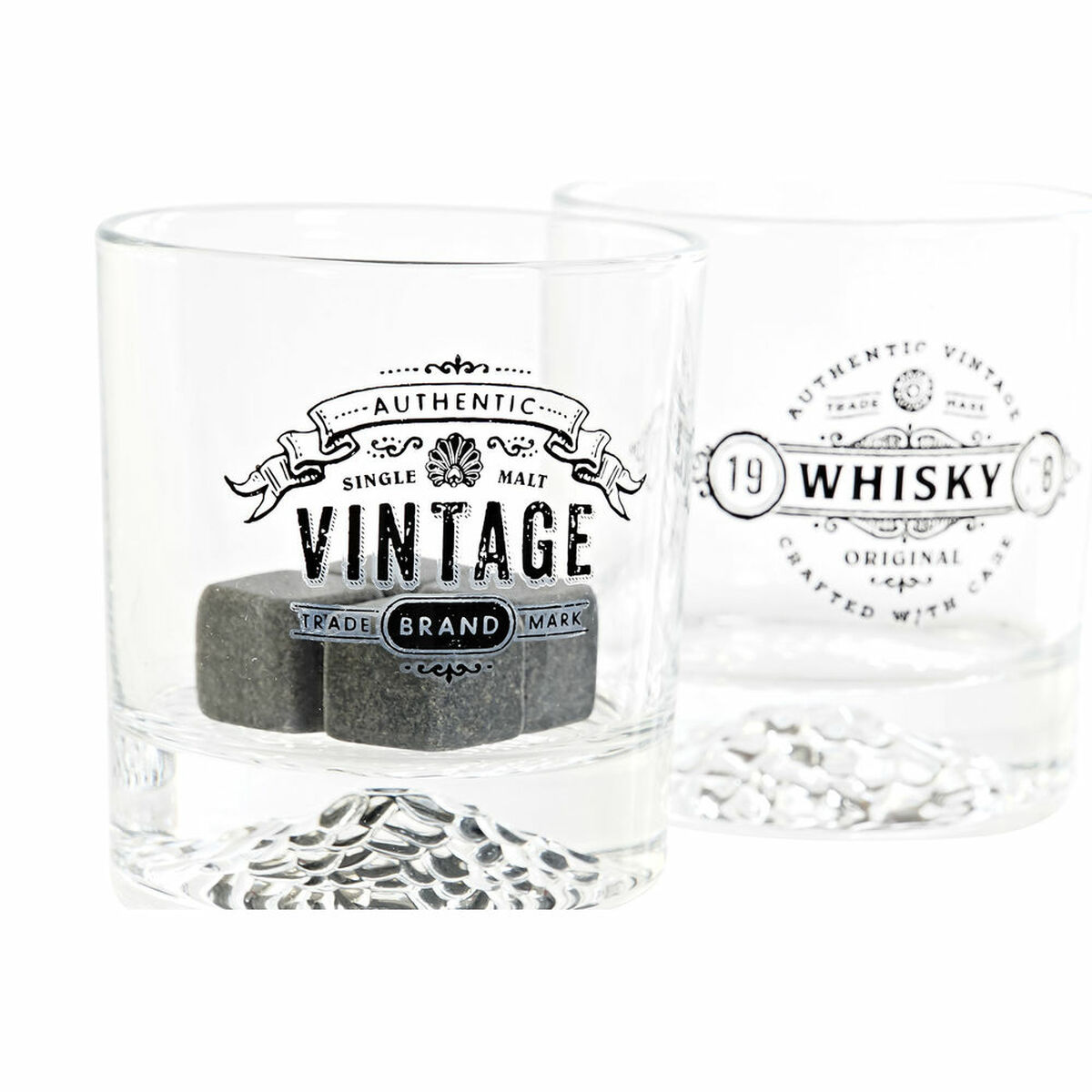 Glasset DKD Home Decor Transparent Mörkgrå Glas Sten Plast 6 Delar 320 ml - 5